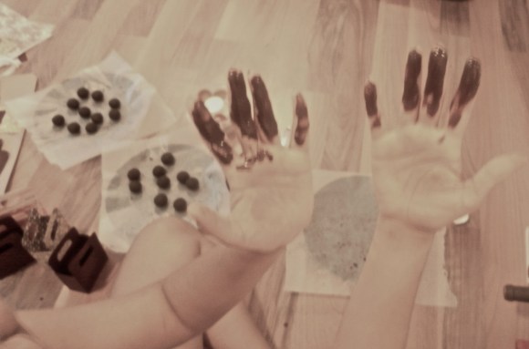 Making chocolate truffles is fun and messy!