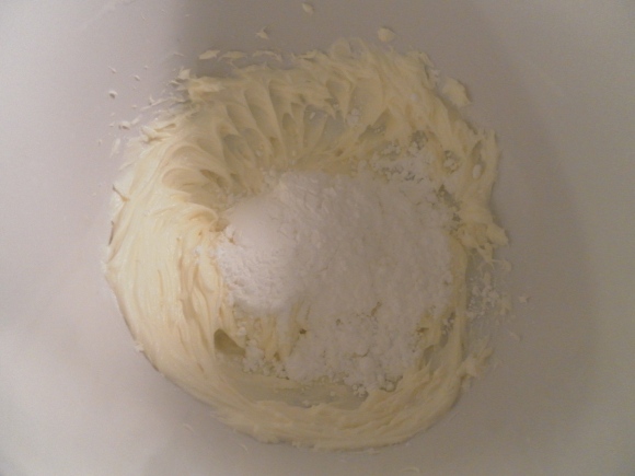 Making cream cheese filling for chocolate truffles
