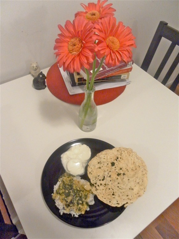 Hyderabadi Palak Dal (Spinach Lentils) with Rice