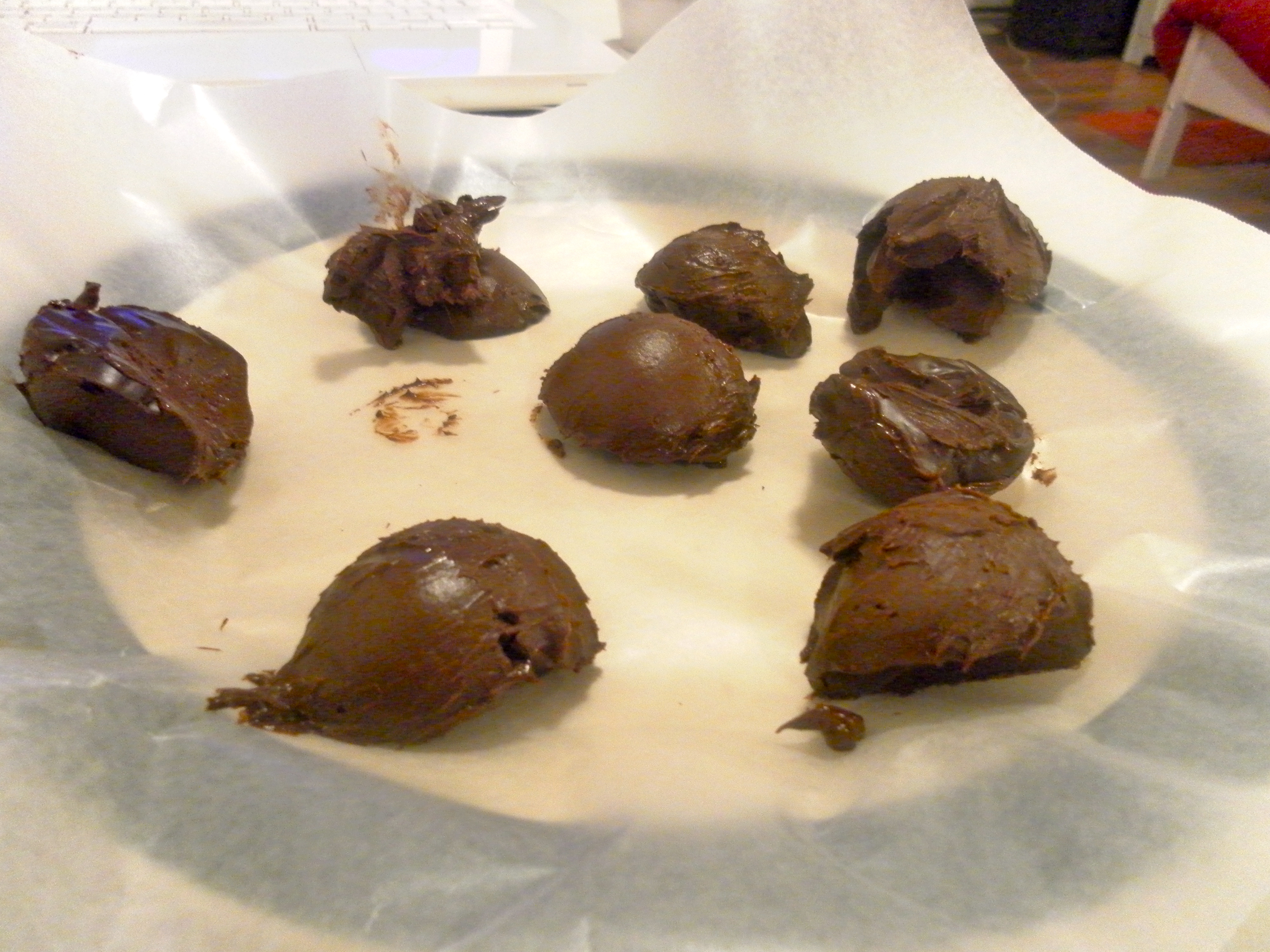 Making assorted chocolate truffles