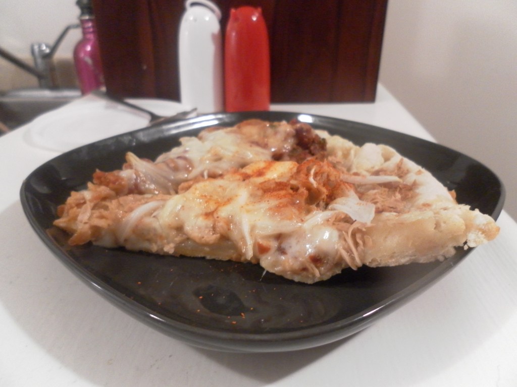 Yummy refried bean pizza