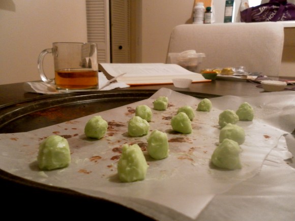 Making mint Chocolate Truffles