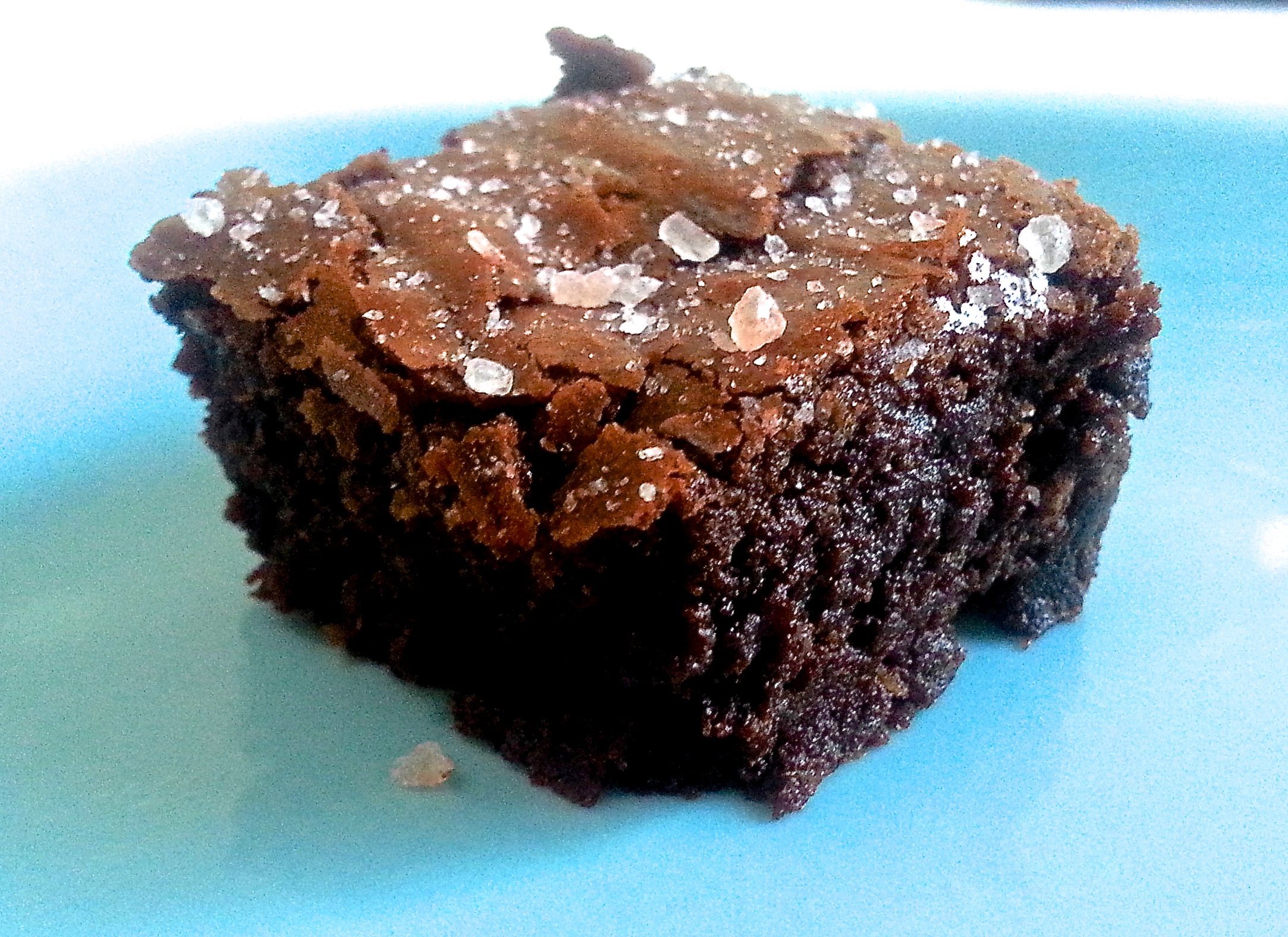 Rich gooey brownies topped with salt