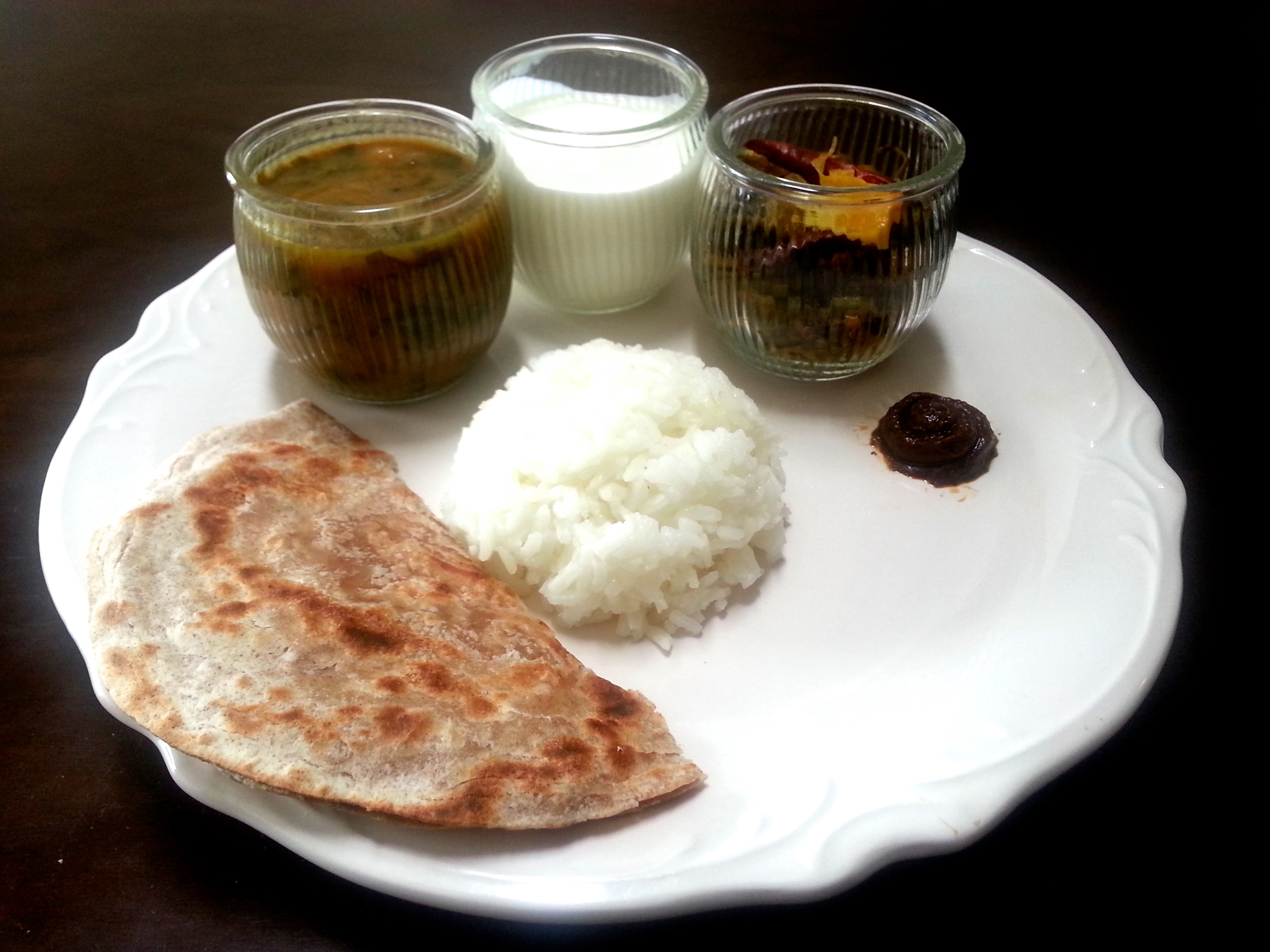 Healthy Indian lunch with lentil soup